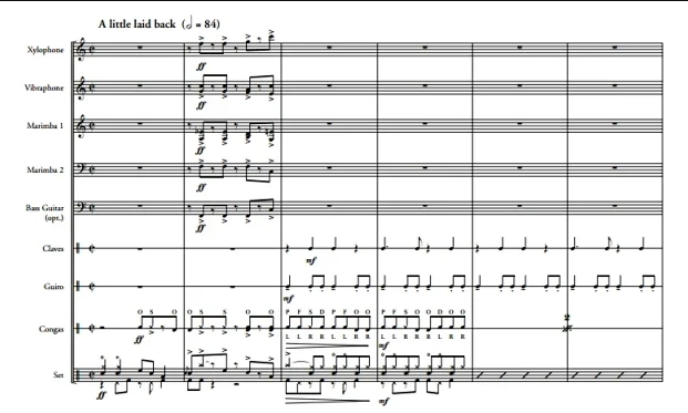 哥特里 恰恰舞风格布鲁斯 中级 打击乐八重奏总谱 有试听