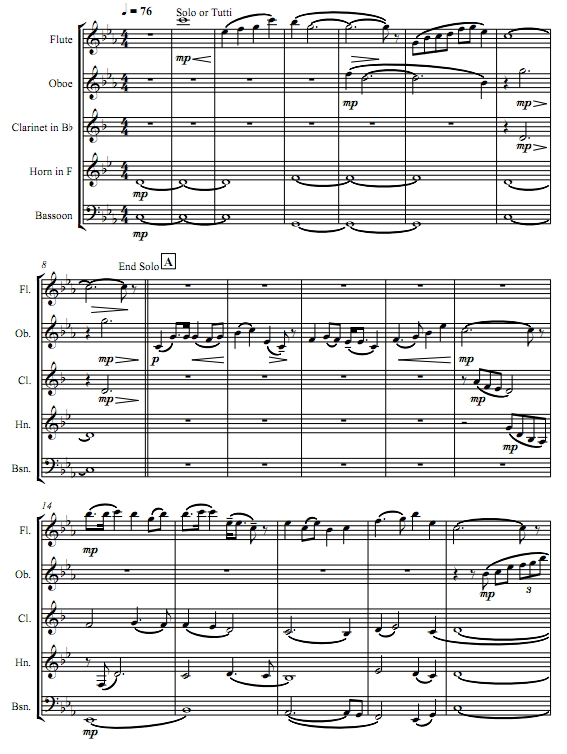 嘎达梅林 木管五重奏总谱+分谱 有试听