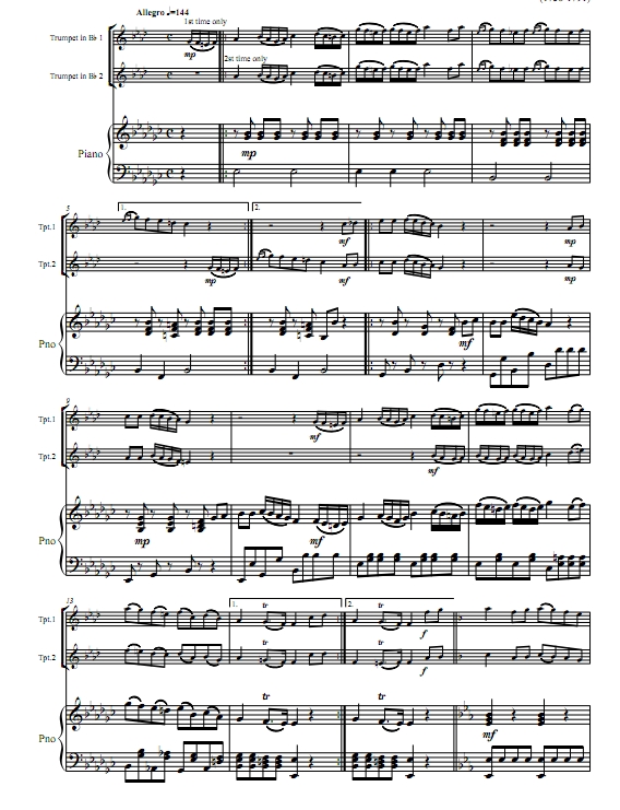 土耳其进行曲 莫扎特 小号二重奏与钢琴总谱+分谱 有试听