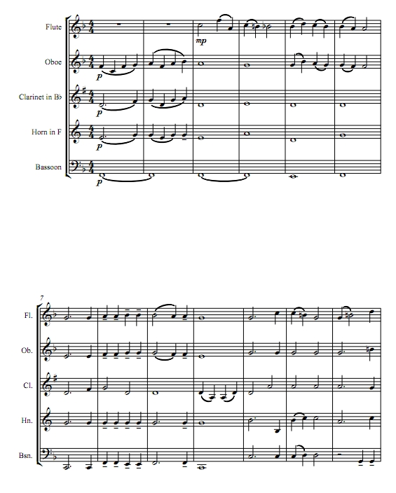 圣体颂 莫扎特 木管五重奏总谱+分谱  有试听