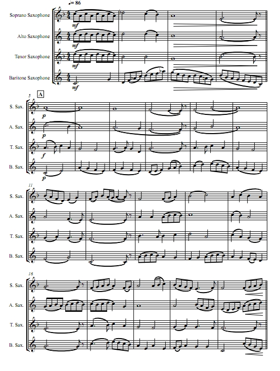 在宁静的隆冬 SATB萨克斯四重奏 总谱+分谱 有试听