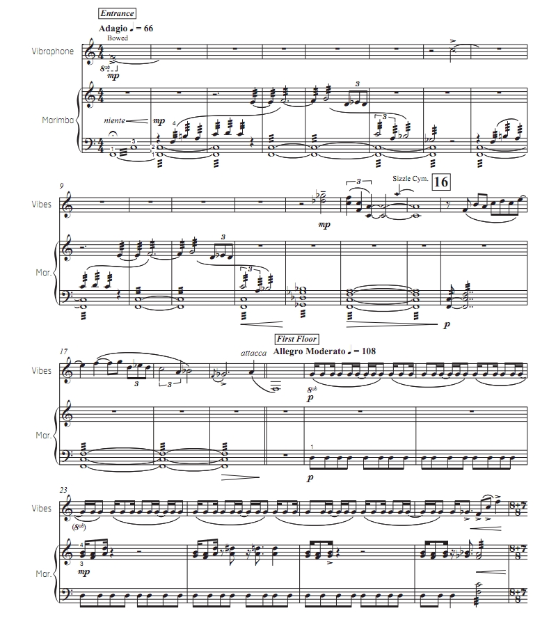 城市博物馆  贾斯蒂斯版 中-高级 马林巴等 打击乐二重奏总谱 有试听