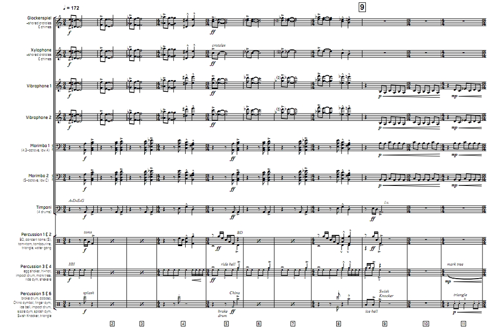 大功率先生 中级 打击乐十三重奏总谱 有试听