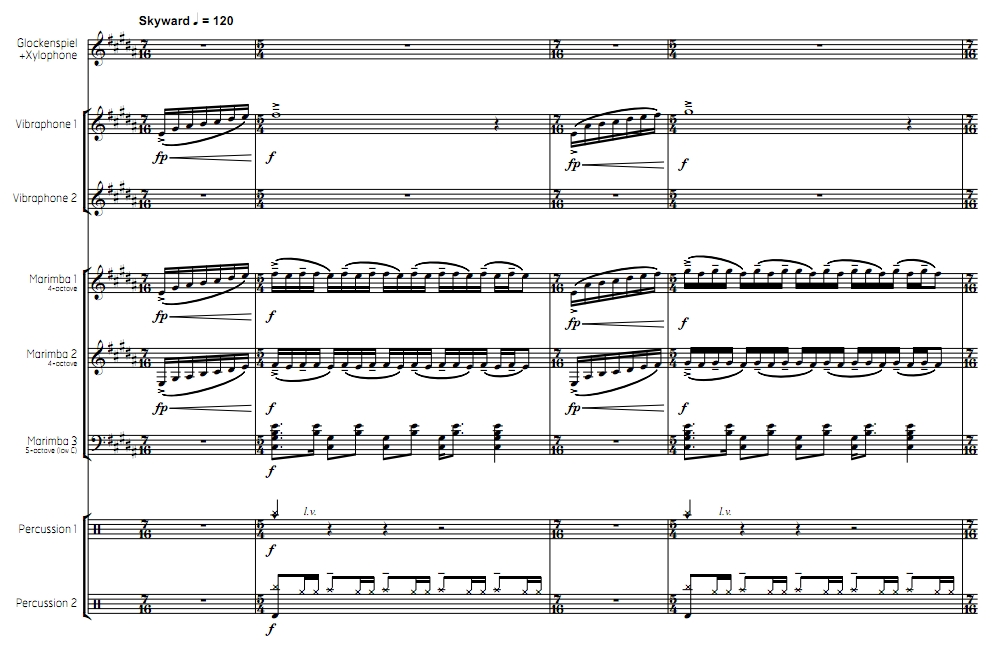 天顶  芬利版 高级 打击乐八重奏总谱 有试听