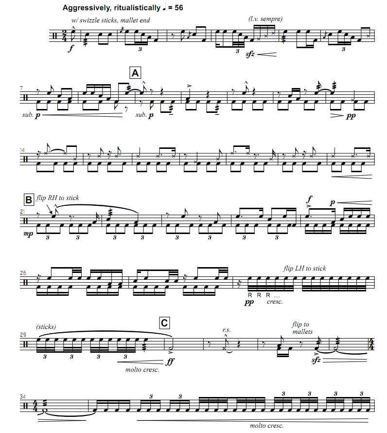 图片[2]-奇点三联画 中-高级 无伴奏独奏 打击乐谱