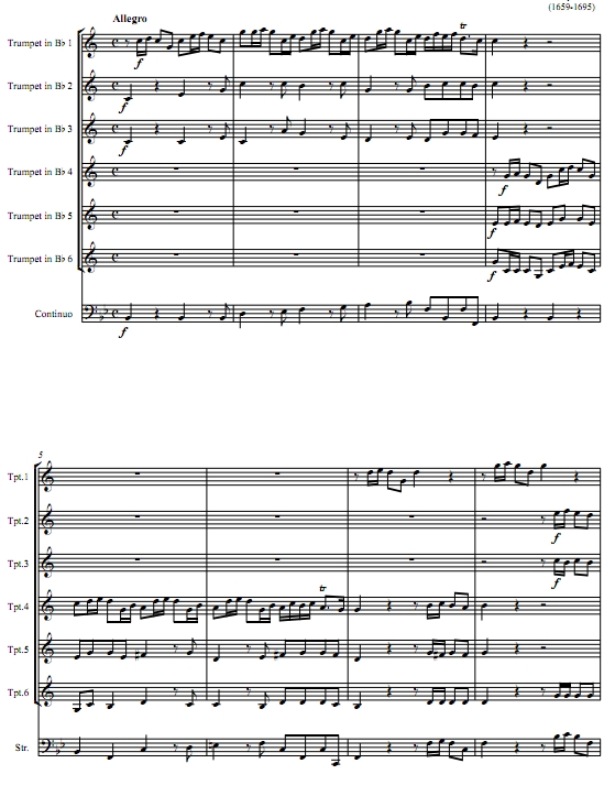 奏鸣曲 亨利·普赛尔 小号六重奏 总谱+分谱 有试听