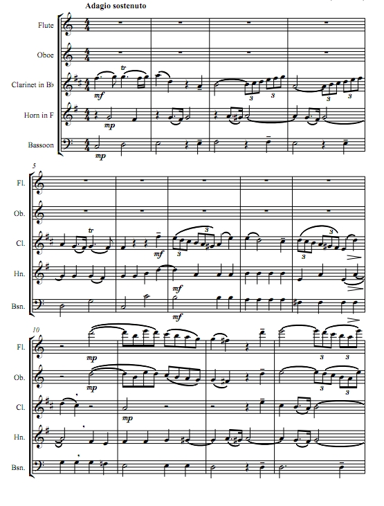 奏鸣曲柔板 加路比 木管五重奏总谱+分谱 有试听