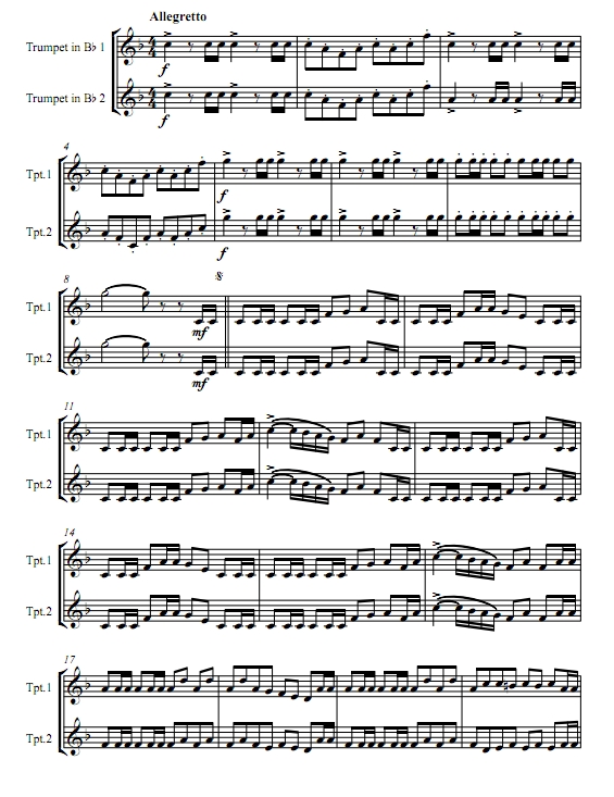 威廉退尔序曲 罗西尼 小号二重奏总谱+分谱 有试听