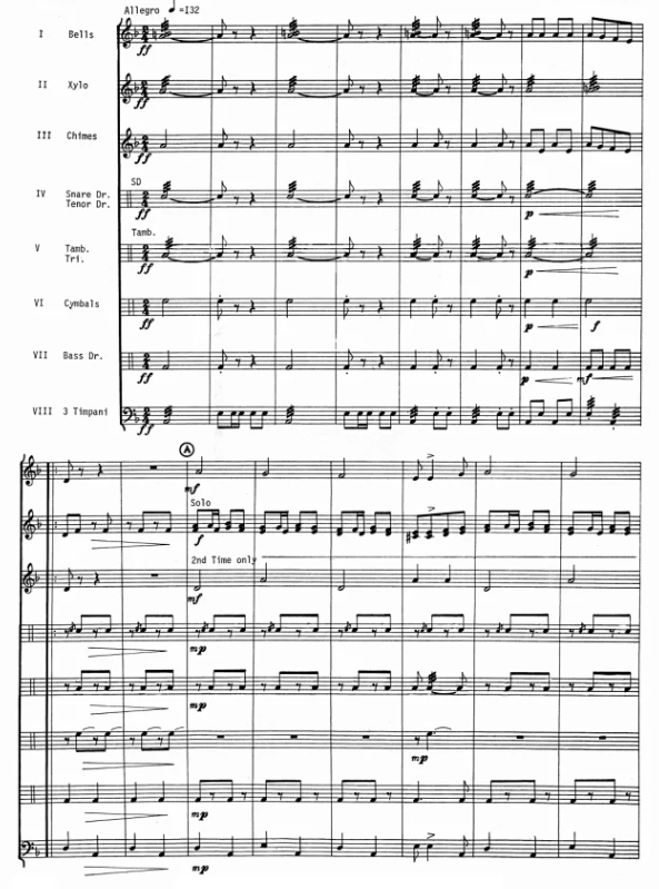巴拉莱卡的节日 中级 打击乐八重奏总谱+分谱 有试听