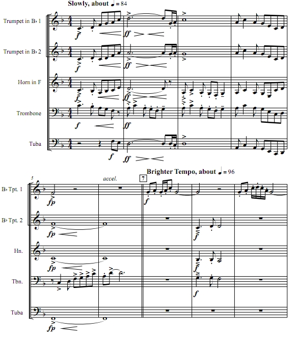 彩云追月  3级 铜管五重奏总谱+分谱  有试听