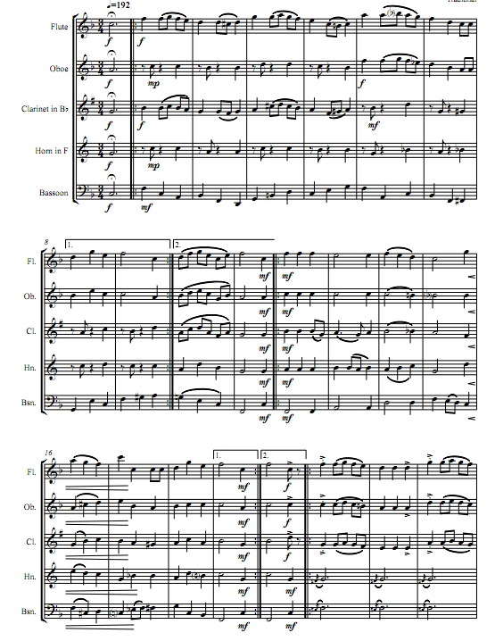 我们祝你圣诞快乐 爵士 木管五重奏总谱+分谱 有试听