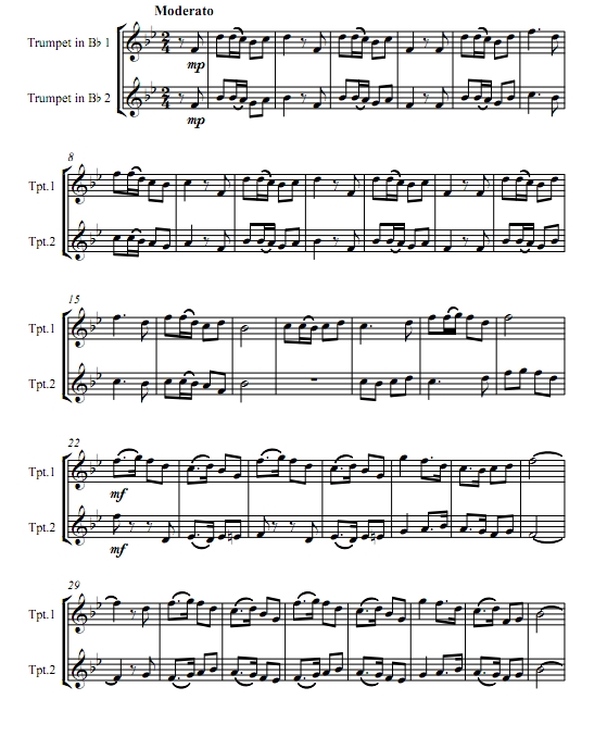 战斗进行曲 小号二重奏 总谱+分谱 有试听