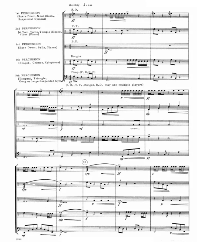 打击乐马赛克 Mosaics 德波戈版 中级 打击乐五重奏总谱+分谱 有试听