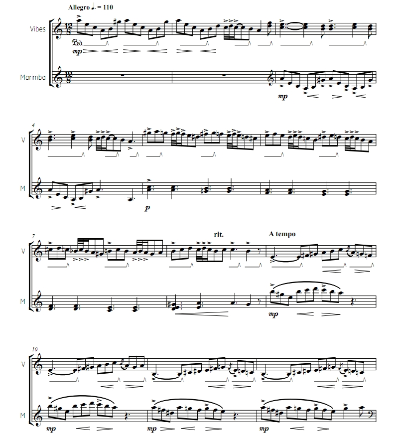 斯卡拉第 a小调奏鸣曲 斯劳森版 中级 颤音琴马林巴 打击乐二重奏总谱 有试听