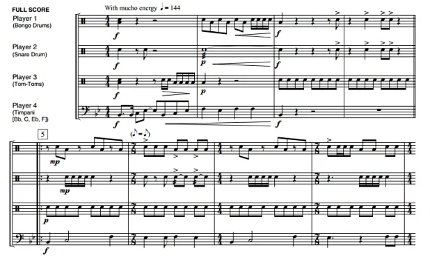 旋流 中级 打击乐四重奏总谱+分谱 有试听