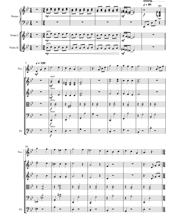 旋转木马  竖琴双小提琴重奏 总分谱 有试听