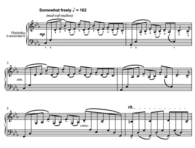 最初印象 中级 帕齐格版 四槌 独奏 马林巴谱 有试听