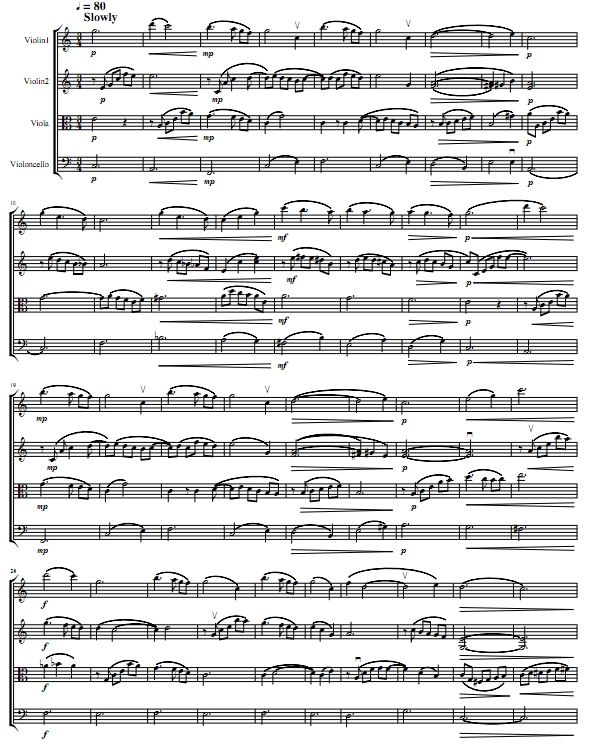 月亮河 弦乐四重奏 总谱+分谱 有试听