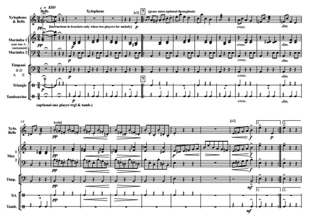 格里格 安妮特拉舞曲 德拉姆版 中级 打击乐五重奏总谱+分谱 有试听