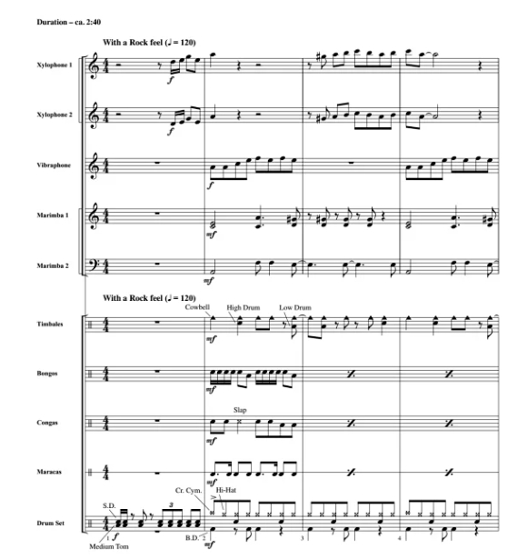 桑塔纳乐队 Smooth 中级 打击乐重奏总谱+分谱 有试听