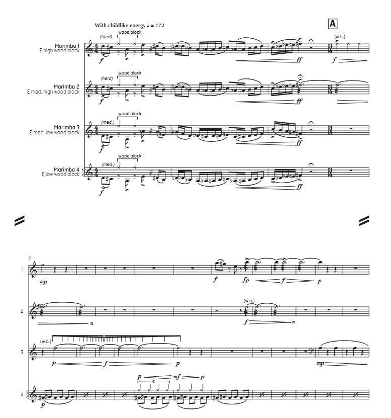 森林场景 布鲁姆版 高级 马林巴四重奏总谱 有试听