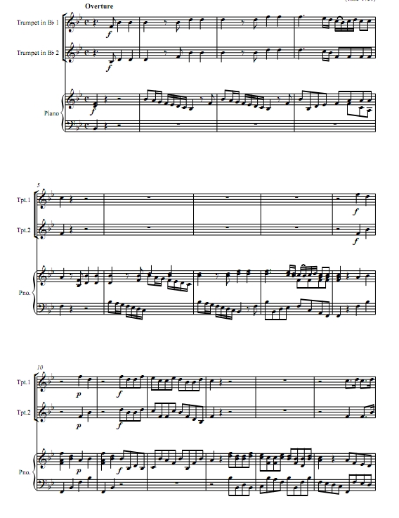 水上音乐组曲迷你版 亨德尔 小号二重奏与钢琴总谱+分谱 有试听