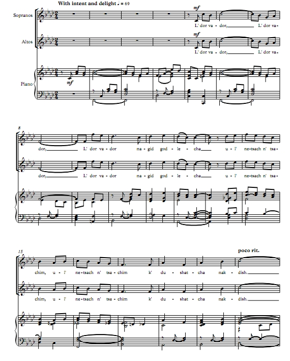 商品为SA 二声部合唱线谱 永记在心 汤普森版  童声女声合唱+钢琴谱 有试听