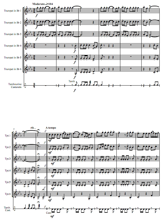 波莱罗舞曲 小号六重奏总谱+分谱 有试听