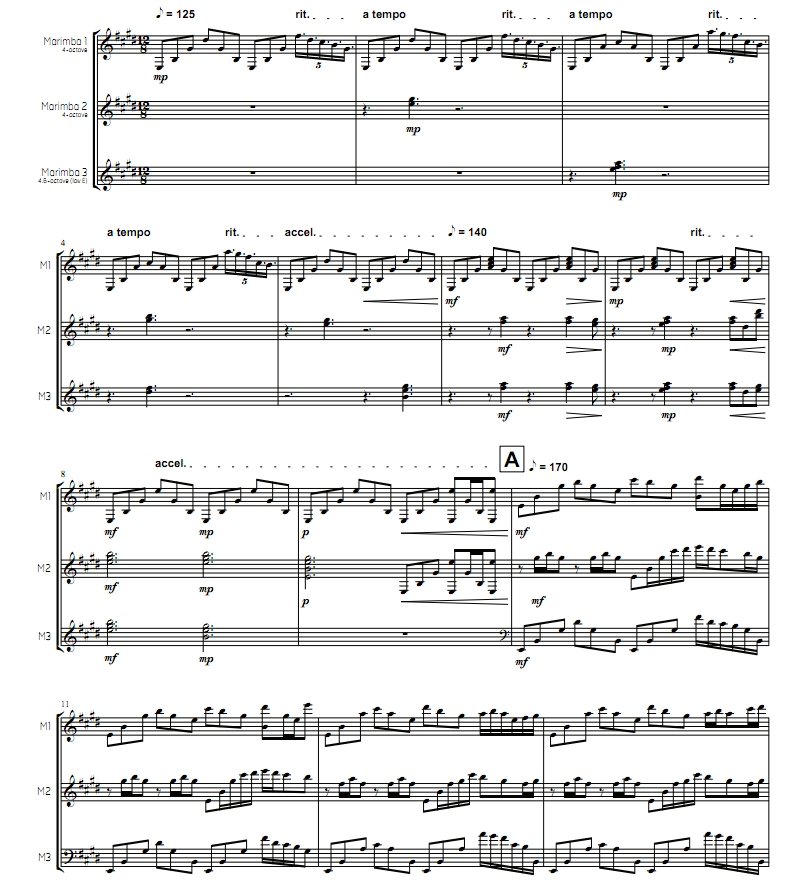 满意度  杜克版 中级 马林巴三重奏总谱 有试听