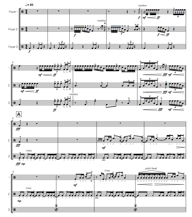 火之巡 里夫勒 高级 打击乐三重奏总谱 有试听