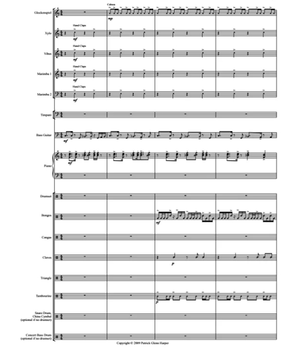 热带启程 中级 打击乐重奏总谱+分谱 有试听