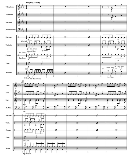 爵士经典 My Little Suede Shoes 中级 打击乐重奏总谱+分谱 有试听