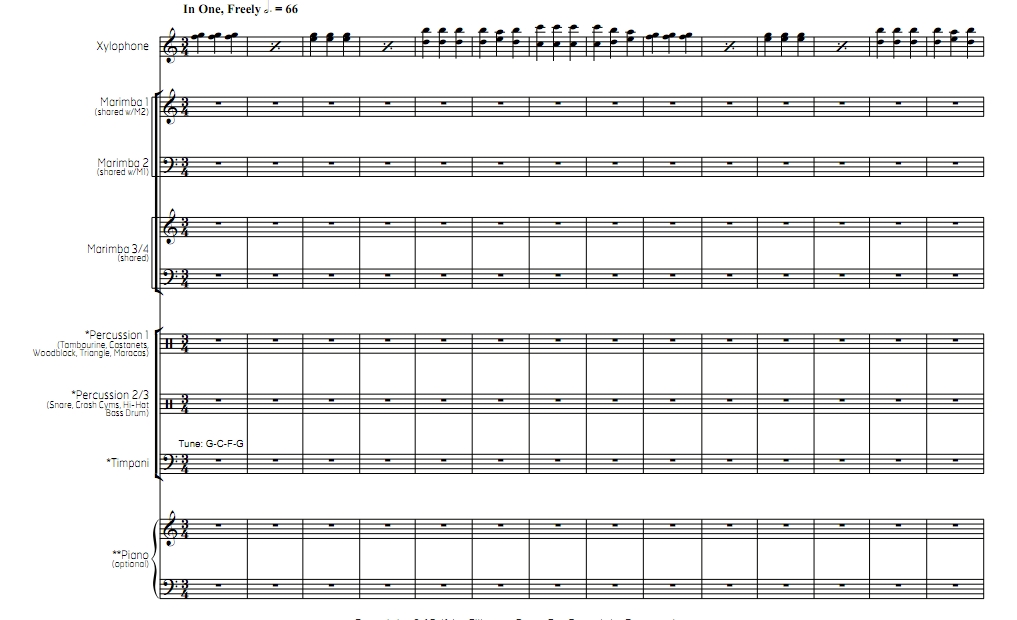筷子圆舞曲  中级 木琴+打击乐八重奏 总谱 有试听