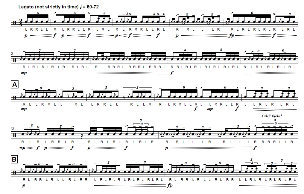 缓慢而不稳定   桑德尔 高级 无伴奏独奏 小军鼓谱 有试听