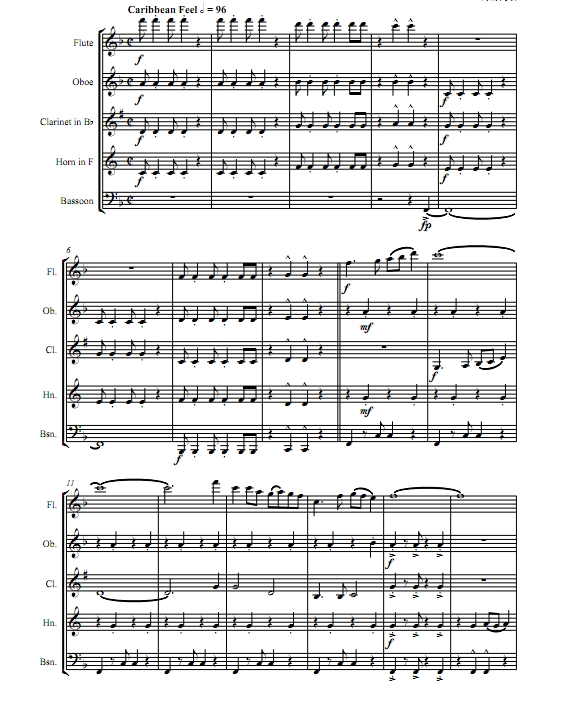 编花篮 木管五重奏总谱+分谱 有试听