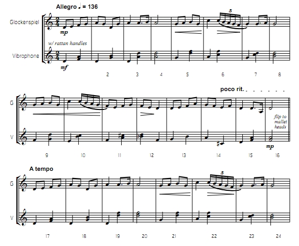 罗马尼亚舞3首  斯劳森版 初-中级 颤音琴+钟琴 合奏总谱 有试听