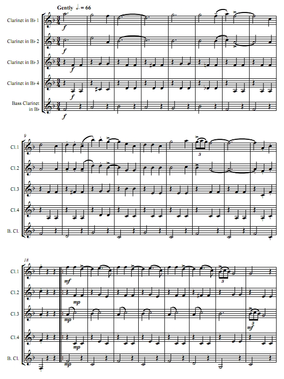 美丽的西丽托 墨西哥民歌 单簧管五重奏总谱+分谱 有试听