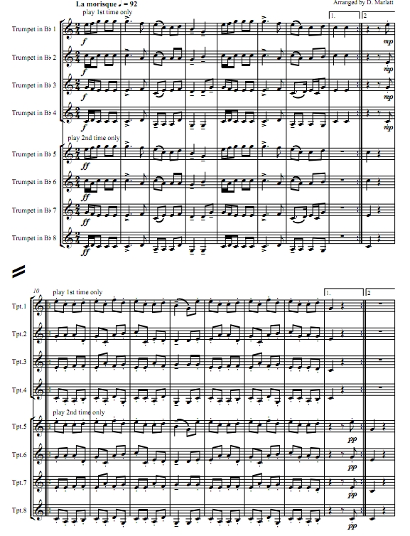 苏萨托舞曲3首 小号八重奏 总谱+分谱 有试听