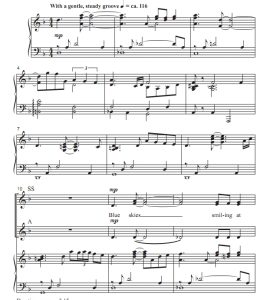 商品为SSA 三声部合唱线谱 蓝天 拉尔森版 童声女声合唱SSA+钢琴谱 有试听-云音圈