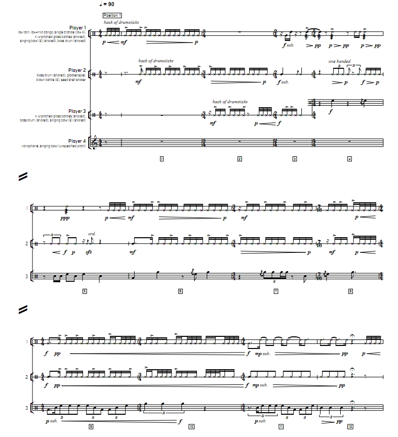 褶皱里的固定物 赫茨版 高级 打击乐四重奏总谱 有试听