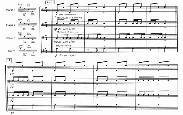 谷仓舞会  中级 肢体打击乐四重奏总谱+分谱 有试听