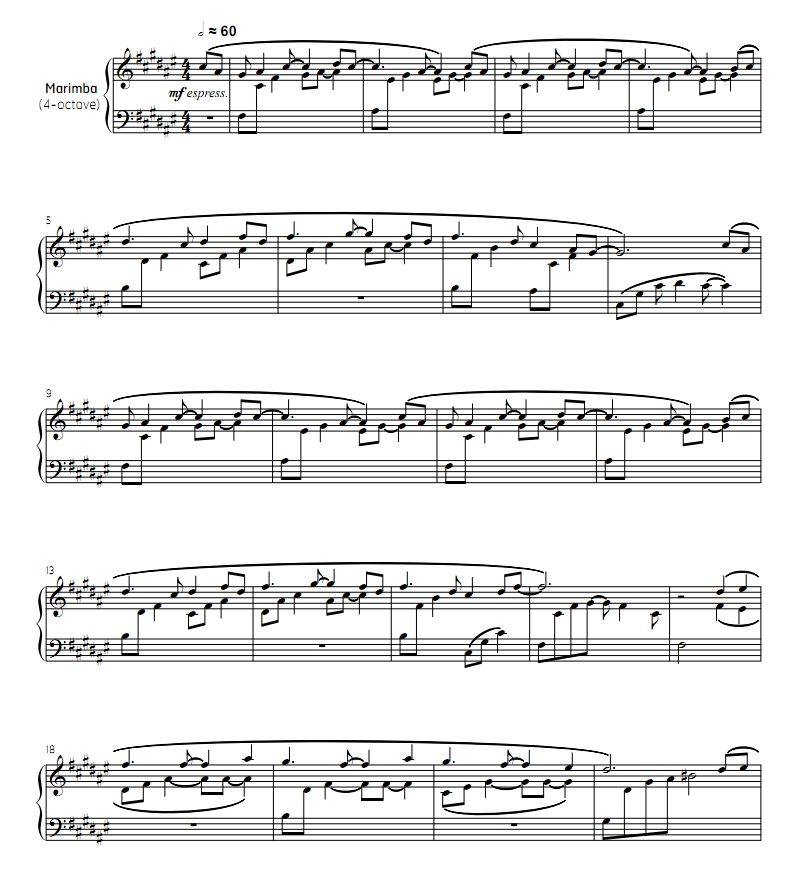 阳台  蒙克曼版 中级 四槌 独奏 马林巴谱 有试听