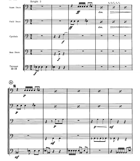 集中  初级 小军鼓等 打击乐五重奏总谱+分谱 有试听