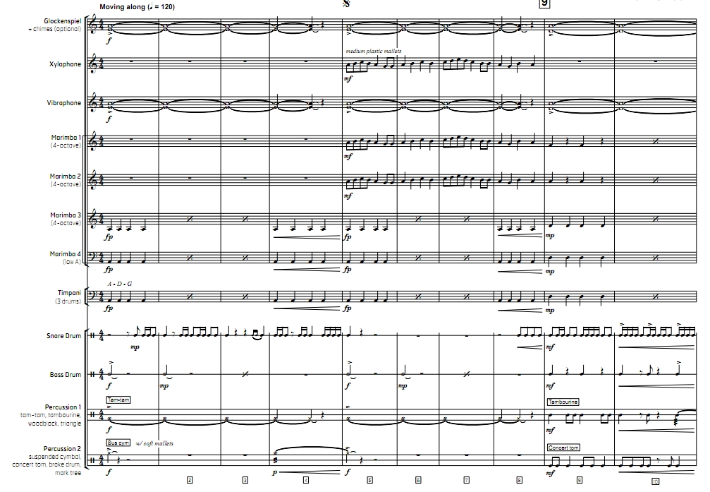 风神之梦 初-中级 打击乐十二重奏总谱 有试听