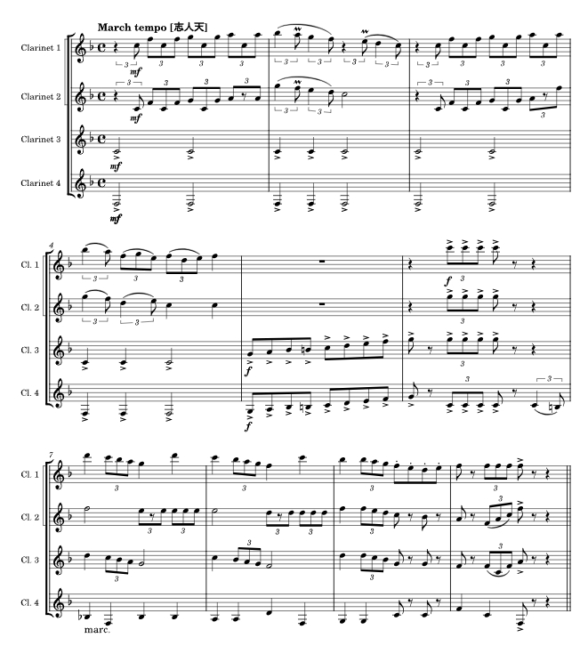 龙猫组曲 单簧管四重奏 总谱+分谱 有试听