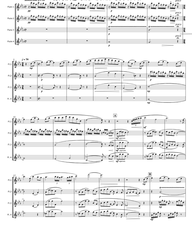 龙猫组曲 长笛四重奏 总谱+分谱 有试听