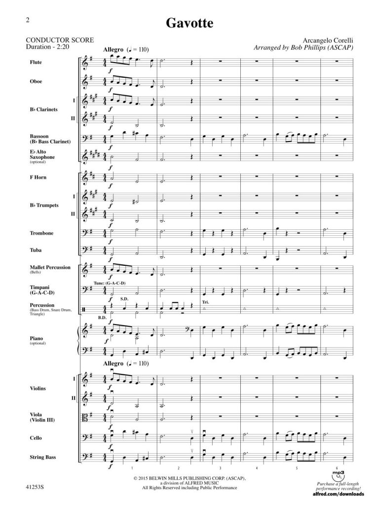 加沃特舞曲 Gavotte 1.5级 管弦乐 交响乐 总谱 分谱