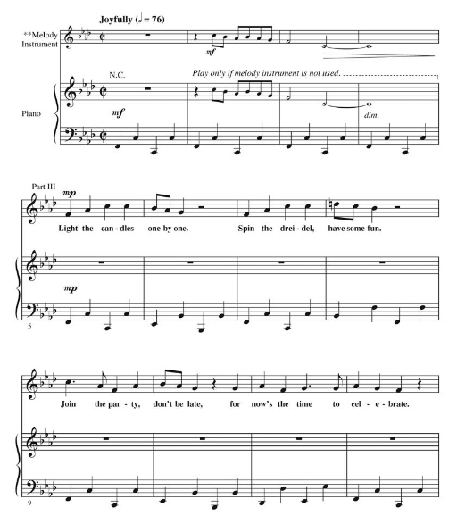 商品为SSA 三声部合唱线谱 A Hanukkah Celebration 米勒版 童声女声合唱谱 有试听