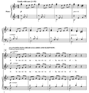 商品为SA 二声部合唱线谱 A La Nanita Nana 圣诞歌 吉尔平版 童声女声合唱谱 有试听-云音圈