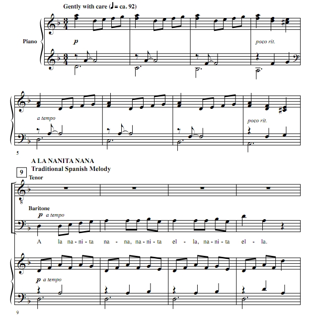 商品为TB 二声部合唱线谱 A La Nanita Nana 圣诞歌 吉尔平版 男声合唱谱 有试听